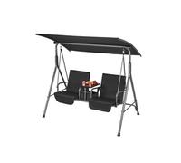 Balancelle de patio 2 places balançoire extérieur et auvent réglable noir