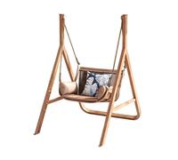 Balancelle de Porche en Métal avec Support et Coussins, Banc Balançoire Extérieur Moderne avec Oreiller Décoratif, Robuste 250 kg pour Jardin, Terrasse, Piscine, Patio(Brown)