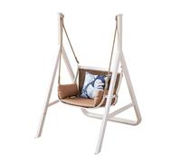 Balancelle de Porche en Métal avec Support et Coussins, Banc Balançoire Extérieur Moderne avec Oreiller Décoratif, Robuste 250 kg pour Jardin, Terrasse, Piscine, Patio(White)