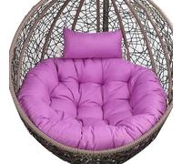 Balancelle d'extérieur en rotin avec grand coussin - Hamac suspendu en osier pour jardin terrasse intérieur/extérieur - Chaise élégante et noble violette à suspendre