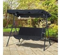 Balancelle d'extérieur pour 3 personnes - Banc à suspendre pour jardin, cour - Couleur noire