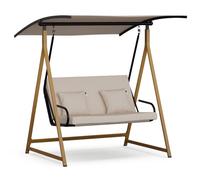 Blumfeldt Balancelle ZenGrove – 2 places Extérieur, toit réglable, cadre acier 160 kg, coussin épais
