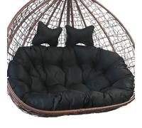 Balancelle double œuf avec 2 oreillers, panier hamac pliable imperméable pour intérieur/extérieur, mobilier élégant de terrasse et de balcon (couleur : noir)