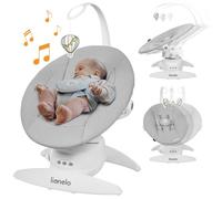 LIONELO Iris Transat Balancelle Électrique Pivotante 360 o pour Bébés jusqu'à 9 kg Dossier Réglable, 5 vitesses de Balancement, Sangles de Sécurité Antidérapantes