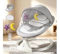 Balancelle electrique avec Télécommande Transat Bébé Electrique Multifonction Musique Bluetooth Pendentif peluche 5 Vitesses