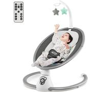 Balancelle électrique COSTWAY, balancelle pour bébé avec 5 niveaux de balancement, fonction minuterie à 3 niveaux, ceinture de sécurité à 5 points, jouets, musique, télécommande, fauteuil à bascule po