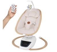 Lionelo OLIVIA Transat électrique pour bébé jusqu'à 9 kg, réglage de l'inclinaison, balançoire naturelle, 4 vitesses, siège ergonomique, 13 mélodies, 2 jouets, télécommande