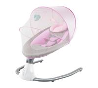 Balancelle électrique pour bébés de 0 à 18 mois, pliable, amovible et lavable, double contrôle, Bluetooth et USB, charge 18 kg (Rose)