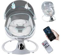 Balancelle électrique pour bébés et tout-petits, balançoire portable avec harnais à 5 points, 5 vitesses de balancement, Bluetooth, 12 berceuses prédéfinies avec télécommande, balançoire pour bébés