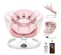 Balancelle électrique pour nourrissons,avec télécommande Bluetooth,5 vitesses de balancement,minuterie à 3 Niveaux (Rose)