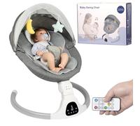 Balancelle électrique pour nourrissons, avec télécommande Bluetooth, fonction de synchronisation et 10 musiques, 5 vitesses de balancement, 3 positions de siège, pour garçon et fille, (gris)