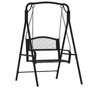Balancelle en Acier Noir 124 cm pour Jardin terrasse Balcon, siège extérieur résistant aux intempéries avec Dossier et accoudoirs Confortables Design Moderne