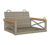 Balancelle Gris en résine tressée 63x62x40 cm siège extérieur Solide pour terrasse Balcon Patio avec Anneaux Fixation, Cadre Acier Enduit, Bois Acacia Finition Huile