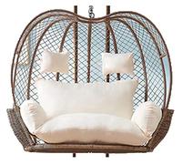 Balancelle hamac d'extérieur pour 2 personnes - Coussin lavable en osier épais de 59,7 cm de diamètre - Chaise œuf confortable pour la relaxation, la terrasse, le jardin et l'intérieur