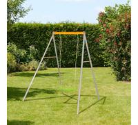 Balancelle métal 1 enfant hauteur 1.90 m avec siège sécurisé pour jeux extérieurs dans votre jardin gris TU