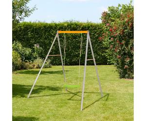 Balancelle métal 1 enfant hauteur 1.90 m avec siège sécurisé pour jeux extérieurs dans votre jardin gris TU