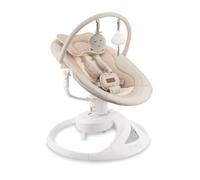 Balancelle MoMi Pearl 9 kg, siège 360°, LED, Bluetooth, télécommande, piles ou secteur, câble USB, harnais 5 points, arche avec jouets