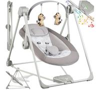 Balancelle pour bébé - TECTAKE - Transat Bébé DOGS pliable à 5 vitesses - Gris