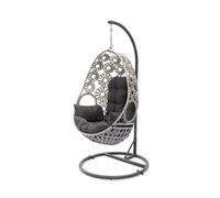 Balancelle de jardin SAMOA en résine tressée avec coussin gris anthracite - ECRU