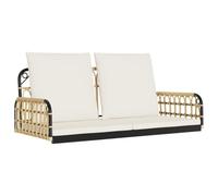 Balancelle Suspendue Poly Rotin 105x58x38 cm | Acier Enduit, Coussin Inclus, Anneaux de Fixation, Charge Max 110 kg