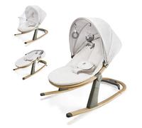 Kinderkraft ELSU Transat Bébé 2en1 evolutif, 0-9kg, Balancelle dès la naissance, Moustiquaire, Avec 2 jouets, Légère et pliable, Harnais de Sécurité, Gris