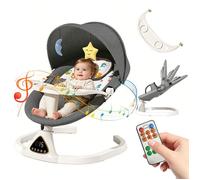 Balancelle Transat Bébé Électrique 3 en 1 , chaise berçante électrique pour bébé 5 vitesses télécommande intérieur et extérieur gris