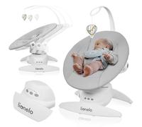 Balancelle electrique 360° LIONELO Iris -Léger - Transat - 12 mélodies - 3 modes - 5 vitesse - Jusqu’à 9 kg - Gris