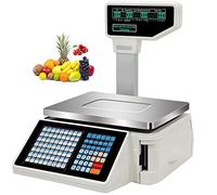 Balances d’Impression d’étiquettes numériques, balances numériques à Code-Barres, Double Affichage arrière - 63 Touches de Raccourci pour Le Pesage de supermarché/Magasin de détail/Entre