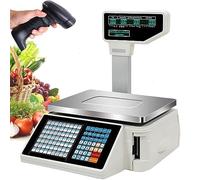 Balances numériques à Code-Barres avec imprimante d’étiquettes et de reçus, Double Affichage arrière Avant, 63 Touches de Raccourci, balances d’Impression d’étiquettes commerciales pour Le p