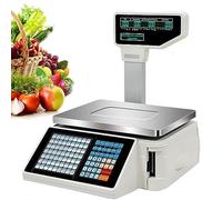 Balances numériques à Code-Barres avec imprimante d’étiquettes et de reçus, Double Affichage arrière Avant, 63 Touches de Raccourci, balances d’Impression d’étiquettes commerciales pour Le p