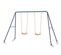 Balançoire 2 Agrès Portique Avec 2 Balançoires Dim. 2,69l X 1,6l X 1,8h M Métal Époxy Anticorrosion Bleu TU