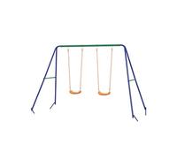 Outsunny Balançoire portique pour Enfant avec 2 siège de balançoire, Structure en métal, Charge Max. 90 kg, pour Jardin, Parc, pour garçon Fille de 3 à 8 Ans, Multicolore
