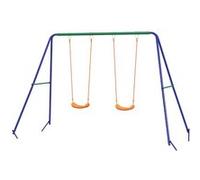 Outsunny Balançoire portique pour Enfant avec 2 siège de balançoire, Structure en métal, Charge Max. 90 kg, pour Jardin, Parc, pour garçon Fille de 3 à 8 Ans, Multicolore