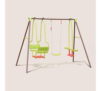 Balançoire 3 agrès en métal avec face à