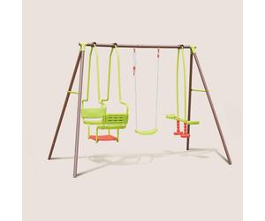 Balançoire 3 agrès en métal avec face à