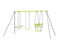 Outsunny Balançoire portique 3 en 1 – 2 face-à-face + balançoire – 2,83×1,56×1,8 m – époxy gris/vert