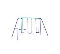 Outsunny Balançoire portique pour enfant 3 en 1 – face-à-face + 2 sièges, métal, 180 kg, violet