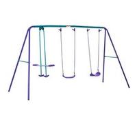 Balançoire 3 agrès portique avec 2 balançoires et face à face dim. 2,8L x 1,4l x 1,78H m métal époxy anticorrosion PE bleu lavande Bleu G
