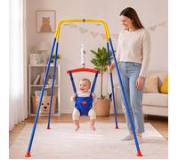 Balançoire 3 en 1 pour enfant avec portique métallique siège évolutif sécurisé utilisation intérieur et extérieur assemblage facile
