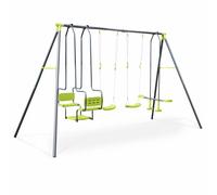 Balançoire 4 Agrès Meltemi, Portique 6 Places, Station De Jeux Extérieure, Balancoire Enfants Vert TU