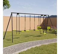 IDMarket - Balançoire 4 agrès portique avec 2 balançoires, nacelle et Face à Face