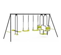IDMarket - Balançoire 4 agrès portique avec 2 balançoires, nacelle et Face à Face