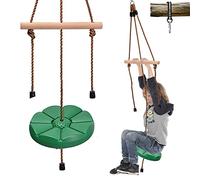 Balançoire à Disque pour Enfants avec Barres de Singe, balançoire de Remplacement pour Ensemble de balançoires pour Jardin/Arbre/tyrolienne, siège de balançoire à Disque Vert avec Corde réglable de 5