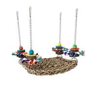 Balançoire à oiseaux faite à la main - Accessoire de recherche de nourriture avec perles - Hamac suspendu pour perruches - Hamac tissé pour perroquets