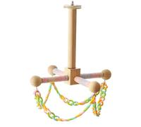 Balançoire à oiseaux pour cage - Jouet interactif en bois de 27,5 cm, perchoir à suspendre pour petit animal domestique, hamster gerbille, corde en coton et lin | Accessoire d'exercice stimulant pour