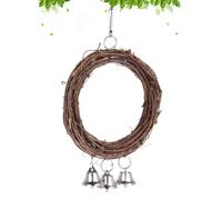 Balançoire à Oiseaux pour Perroquet, Cercle en Rotin avec Cloche | Climbing et Swinging, Installation Facile, pour Oiseau à Plumage, Accessoire Cercle Rotin Couleur Aléatoire