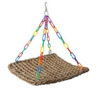 Balançoire à oiseaux suspendue en jonc de mer avec plateforme d'escalade et perchoir pour cage à petits oiseaux (L)