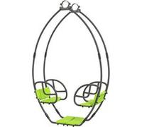 Outsunny Balançoire pour Enfants balançoire de Jardin Structure en métal avec poignée pour 2 Enfants de 3 à 6 Ans 110,5 x 40,5 x 180 cm Vert
