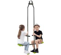 Outsunny Balançoire agrès face-à-face 3–6 ans – selles larges, guidon, repose-pied – gris vert