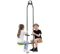 Outsunny Balançoire agrès face-à-face 3–6 ans – selles larges, guidon, repose-pied – gris vert